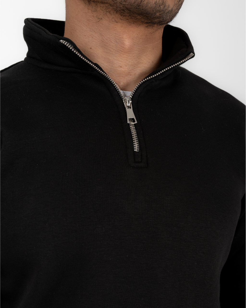 Half-zip hoodie & wide-leg sweatpants in Black