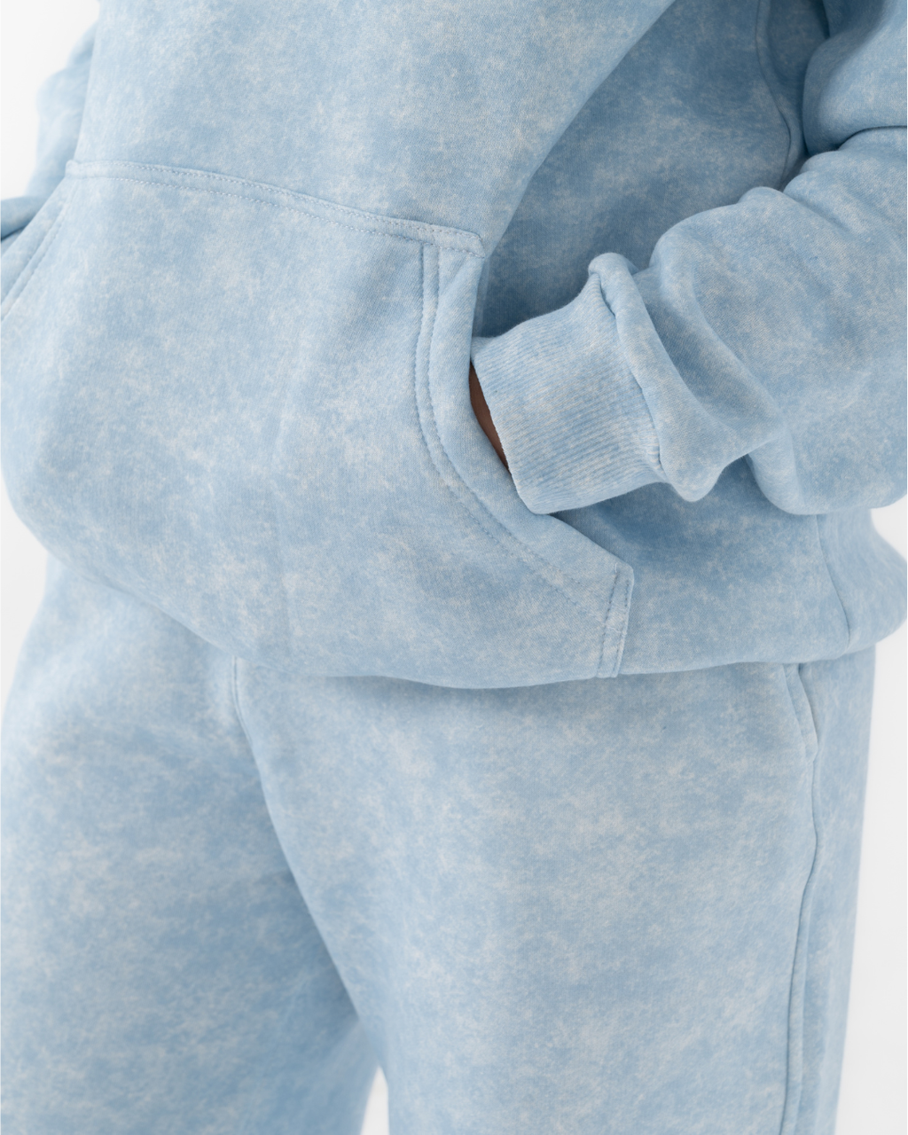 Half-zip hoodie & wide-leg sweatpants in smoky baby blue