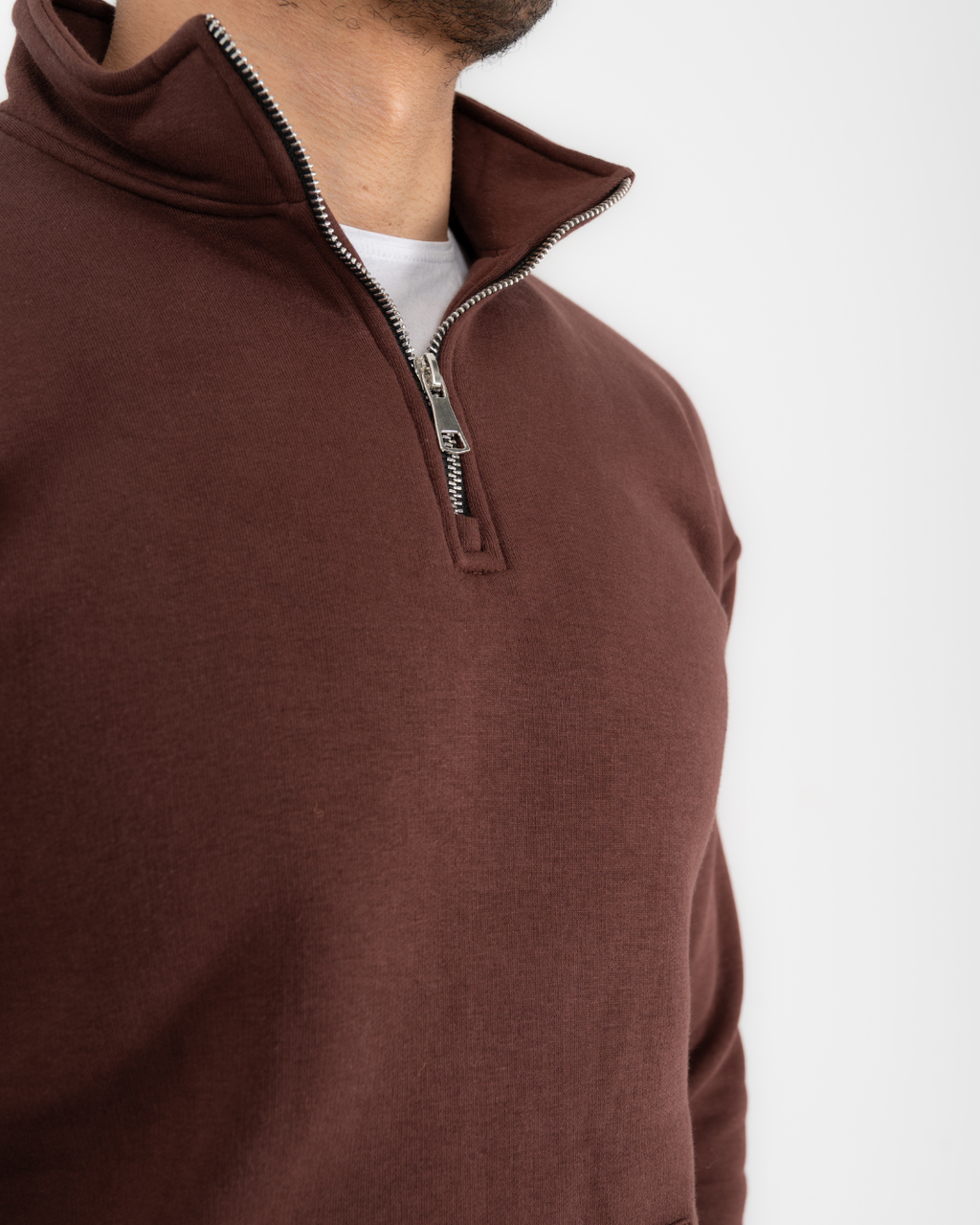 Half-zip hoodie & wide-leg sweatpants in Brown