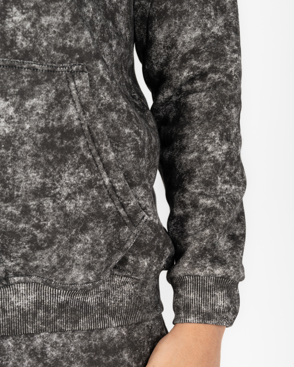 Half-zip hoodie & wide-leg sweatpants in smoky black