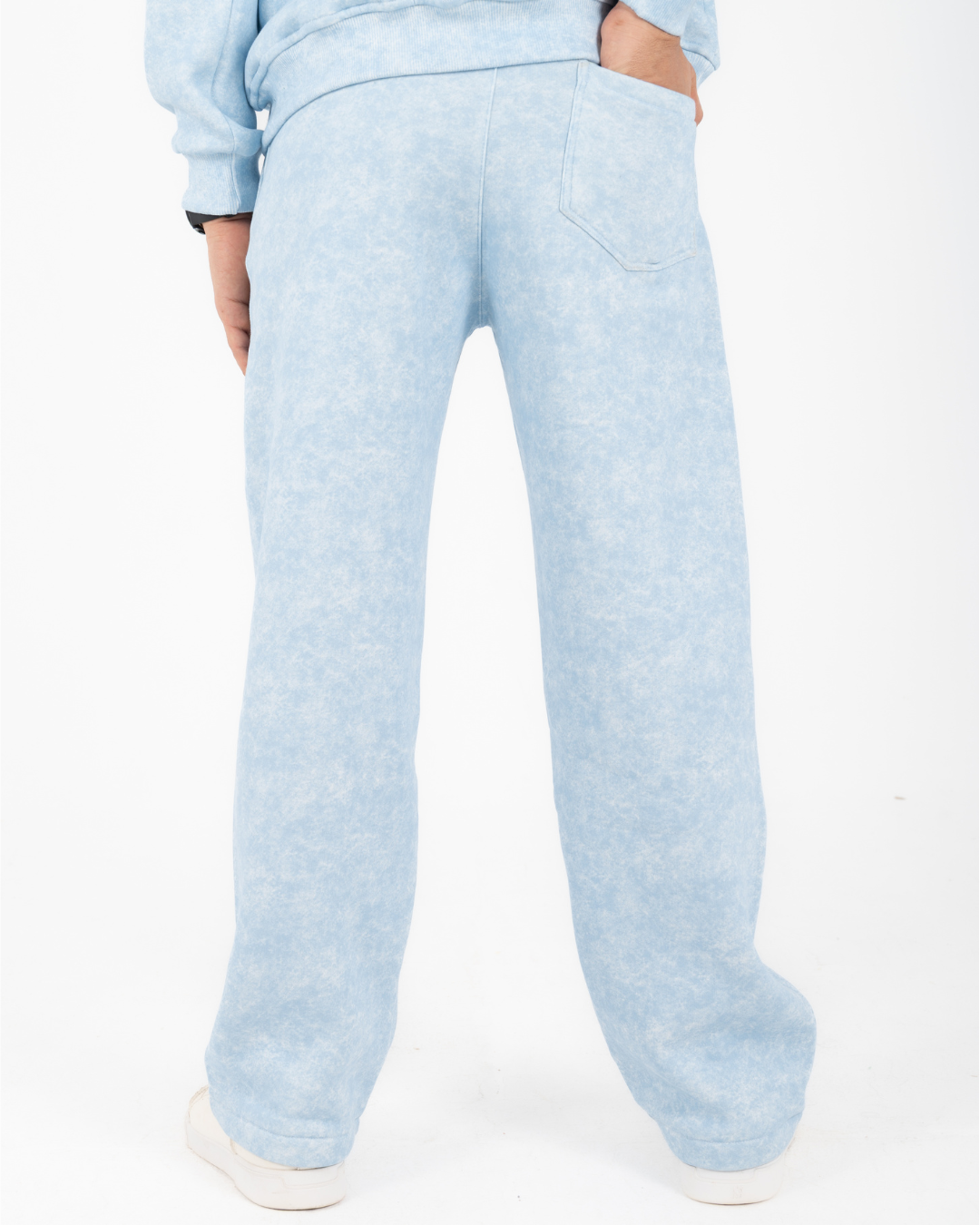 Half-zip hoodie & wide-leg sweatpants in smoky baby blue