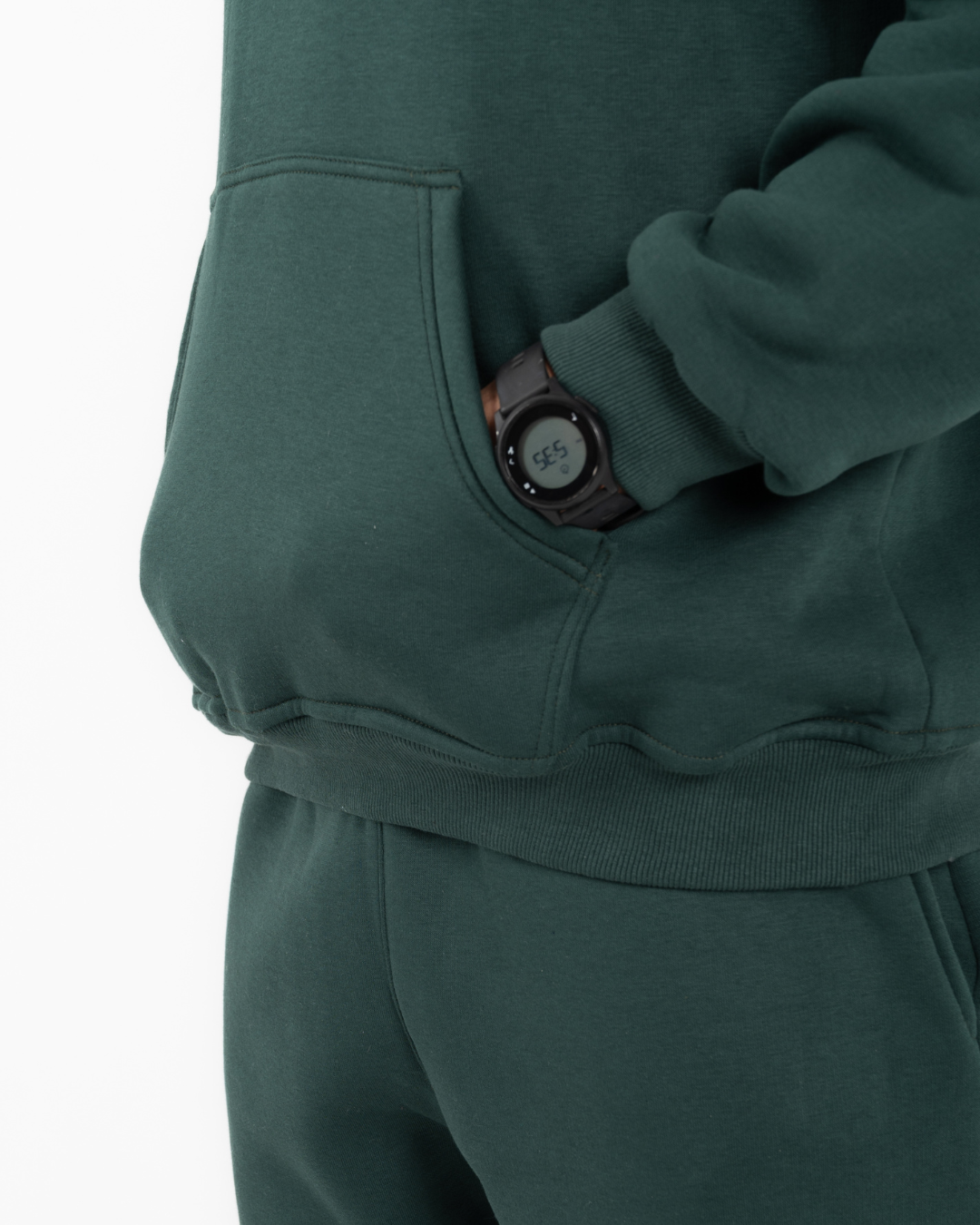 Half-zip hoodie & wide-leg sweatpants in Green