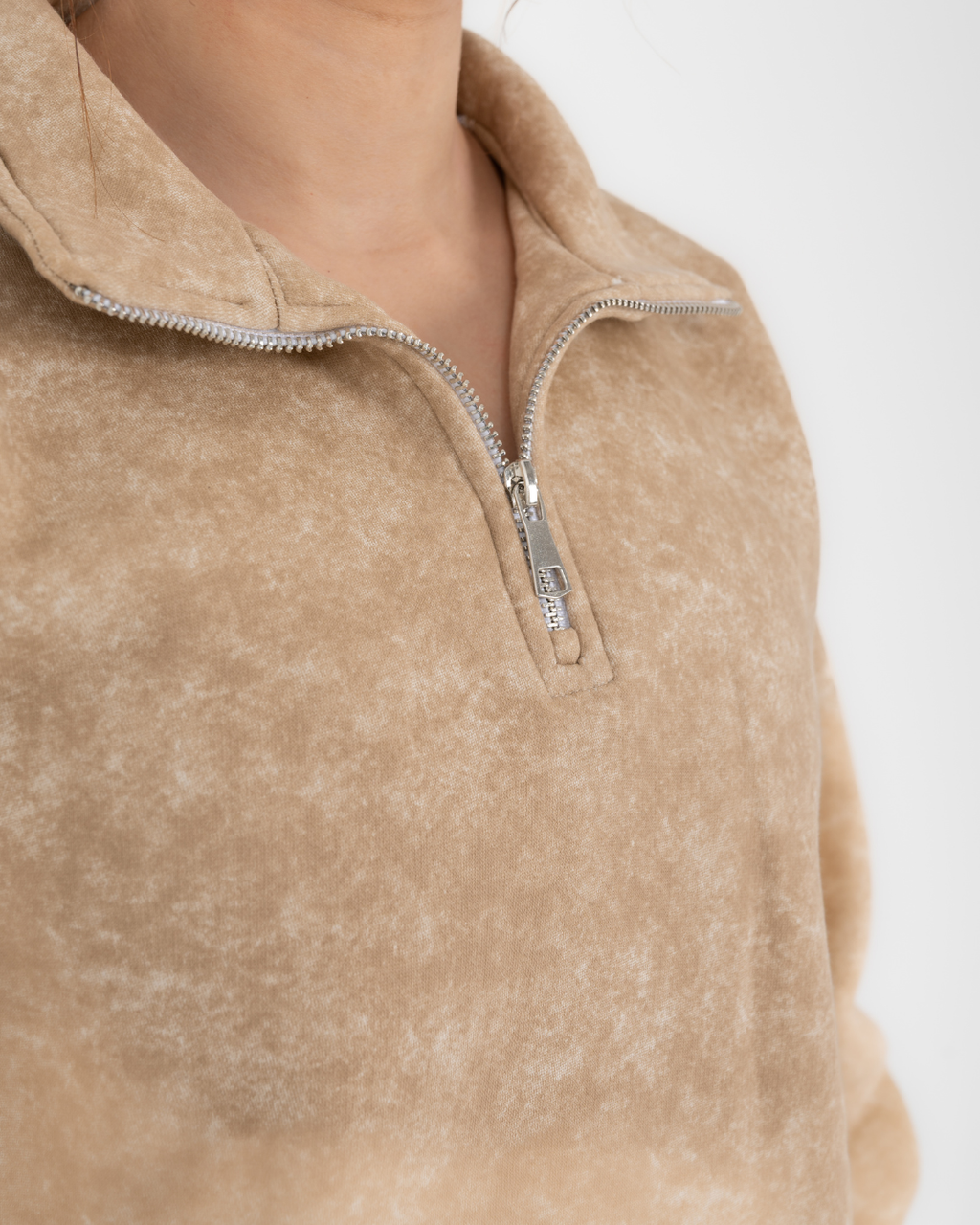 Half-zip hoodie & wide-leg sweatpants in smoky beige