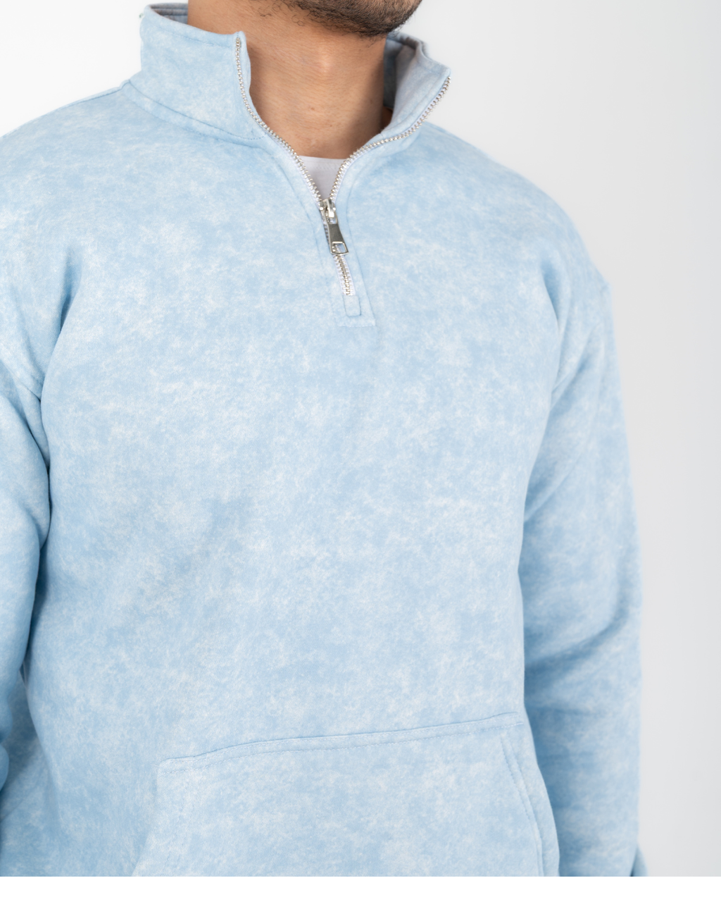 Half-zip hoodie & wide-leg sweatpants in smoky baby blue