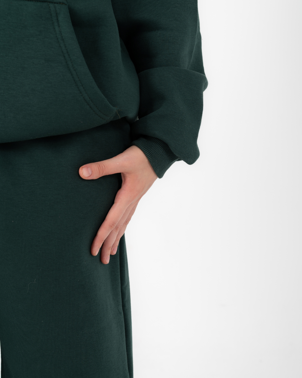 Half-zip hoodie & wide-leg sweatpants in Green