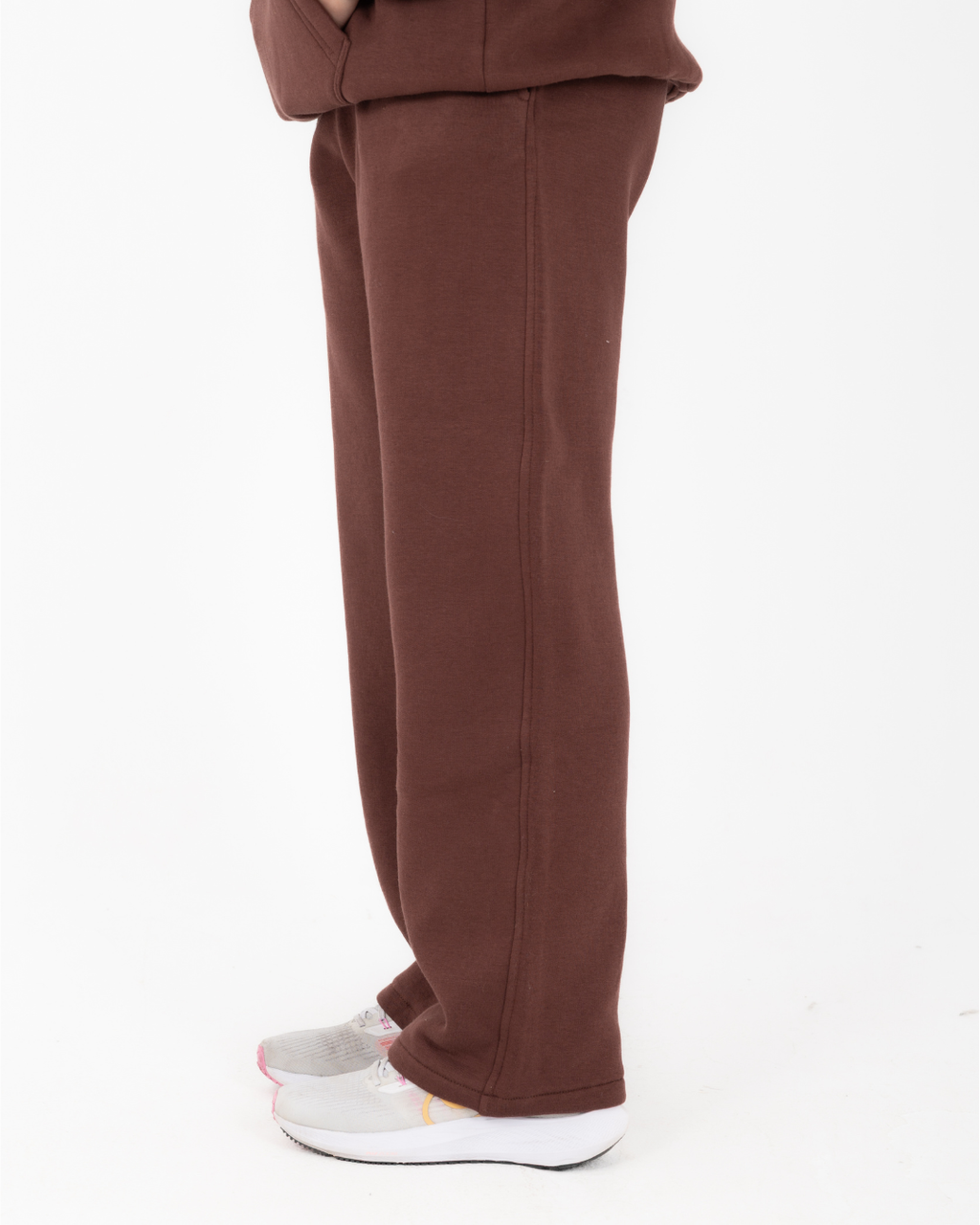 Half-zip hoodie & wide-leg sweatpants in Brown